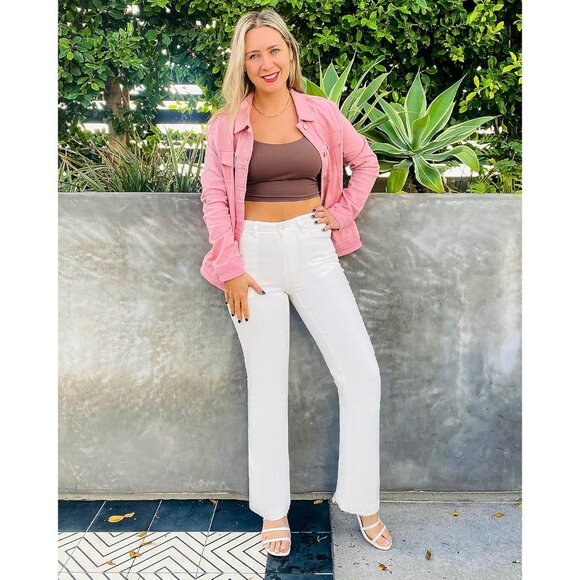 Womens Flare Jeans High Waisted Wide Leg Baggy Jean for Women Stretch Denim Pant - Picture 4 of 7